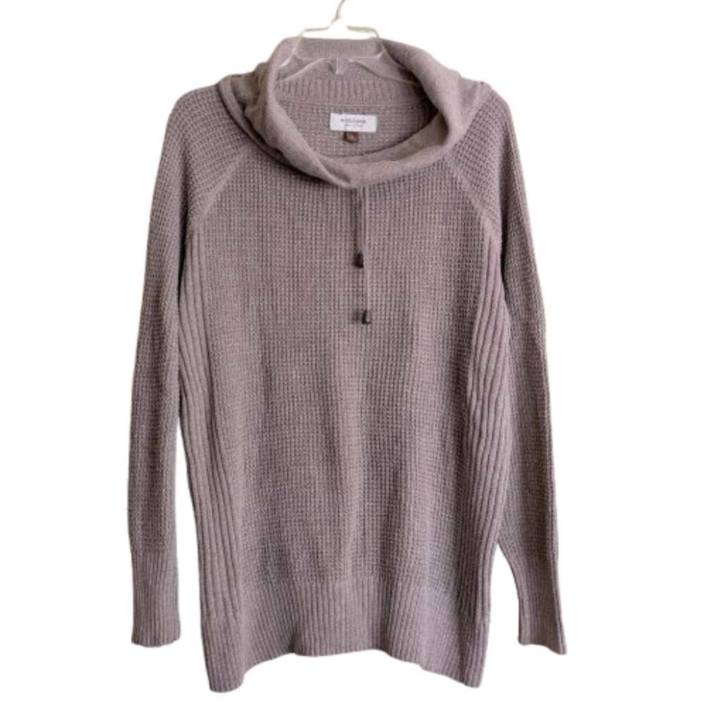 Sonoma Cowl Neck Sweater Tan Waffle Rib Knit Size Medium